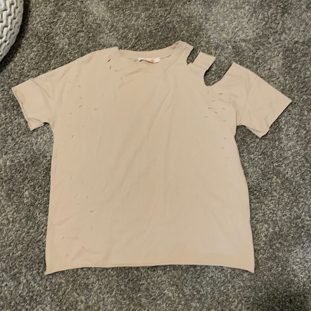 Tan shirt with holes never been worn